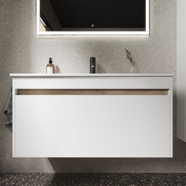 Подвесная тумба под раковину Sancos Smart SM100W 100см белый глянец