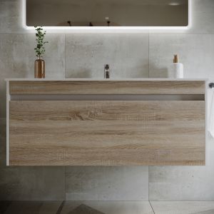 Подвесная тумба под раковину Sancos Smart SM120-1E 120см дуб бардолино/белый