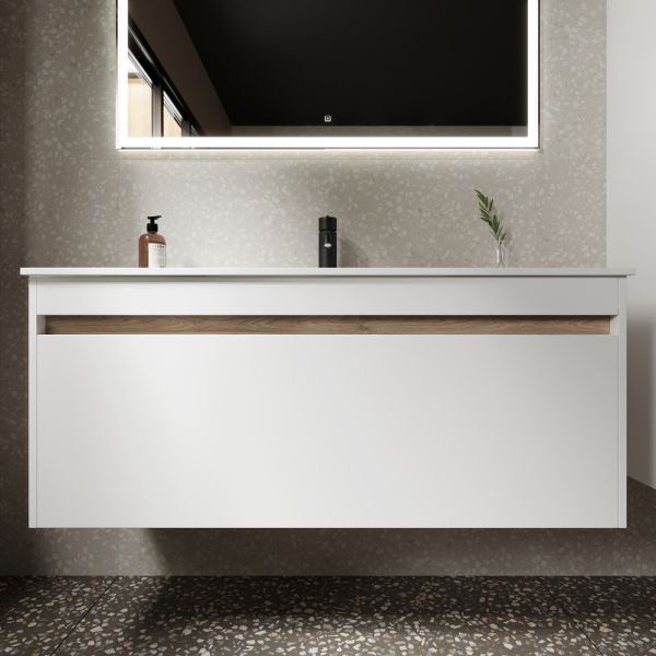 Подвесная тумба под раковину Sancos Smart SM120-1W 120см белый глянец
