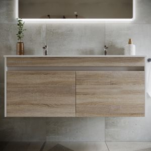 Подвесная тумба под двойную раковину Sancos Smart SM120-2E 120см дуб бардолино/белый