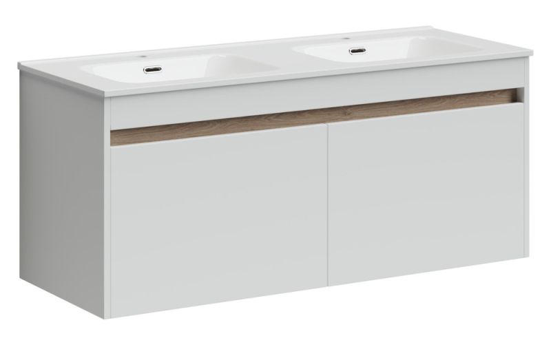 Подвесная тумба под двойную раковину Sancos Smart SM120-2W 120см белый глянец Подвесная тумба под двойную раковину Sancos Smart SM120-2W 120см белый глянец
