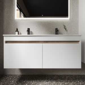 Подвесная тумба под двойную раковину Sancos Smart SM120-2W 120см белый глянец