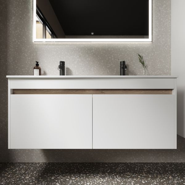 Подвесная тумба под двойную раковину Sancos Smart SM120-2W 120см белый глянец Подвесная тумба под двойную раковину Sancos Smart SM120-2W 120см белый глянец