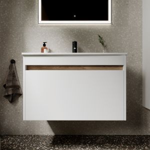 Подвесная тумба под раковину Sancos Smart SM80W 80см белый глянец