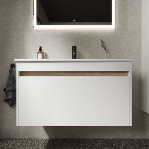 Подвесная тумба под раковину Sancos Smart SM90W 90см белый глянец