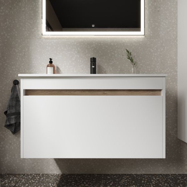 Подвесная тумба под раковину Sancos Smart SM90W 90см белый глянец