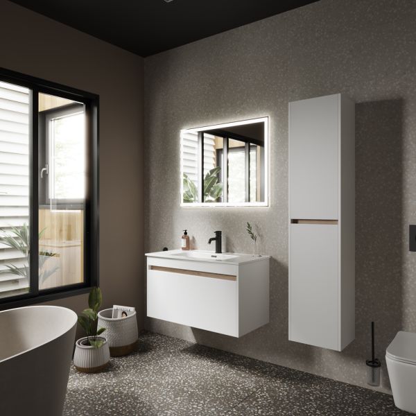 Подвесная тумба под раковину Sancos Smart SM90W 90см белый глянец