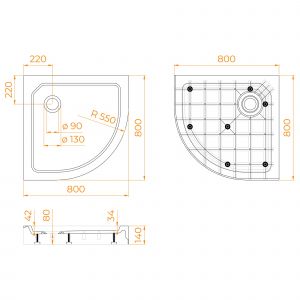 Душевой поддон RGW SMC/R-C W 12350488-01 80x80 см белый