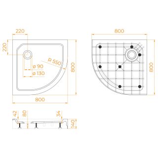 Душевой поддон RGW SMC/R-C W 12350488-01 80x80 см белый Душевой поддон RGW SMC/R-C W 12350488-01 80x80 см белый