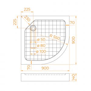 Душевой поддон RGW SMC/R W 57350499-01 90x90см белый