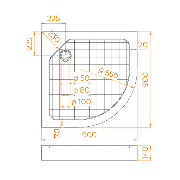 Душевой поддон RGW SMC/R W 57350499-01 90x90см белый