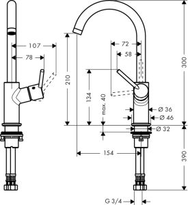 Смеситель Hansgrohe Тalis S2 32082000 для раковины с д/к