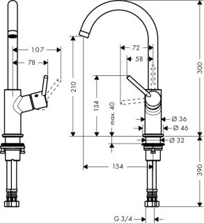 Смеситель Hansgrohe Тalis S2 32082000 для раковины с д/к Смеситель Hansgrohe Тalis S2 32082000 для раковины с д/к