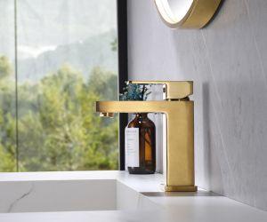 Смеситель для раковины ABBER Daheim матовое золото AF8210G
