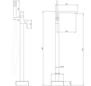 Напольный смеситель для ванны ABBER Daheim матовое золото AF8215G