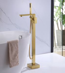 Напольный смеситель для ванны ABBER Daheim матовое золото AF8215G
