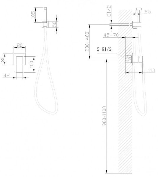 Гигиенический душ со смесителем ABBER Daheim чёрный матовый AF8225B