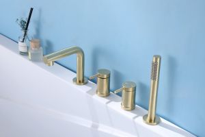 Смеситель на борт ванны ABBER Emotion золото матовое AF8813G