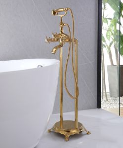Напольный смеситель для ванны ABBER Klassik золото AF8415G