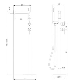 Напольный смеситель для ванны ABBER Perfekte 316 AF8A15BST брашированная сталь