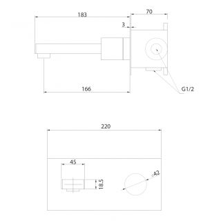 Встраиваемый смеситель для раковины ABBER Rund AF8712B чёрный матовый