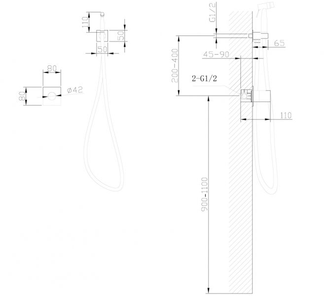 Гигиенический душ ABBER Rund AF8725B со смесителем чёрный матовый