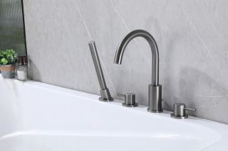 Смеситель на борт ванны ABBER Wasser Kreis AF8113NG оружейная сталь