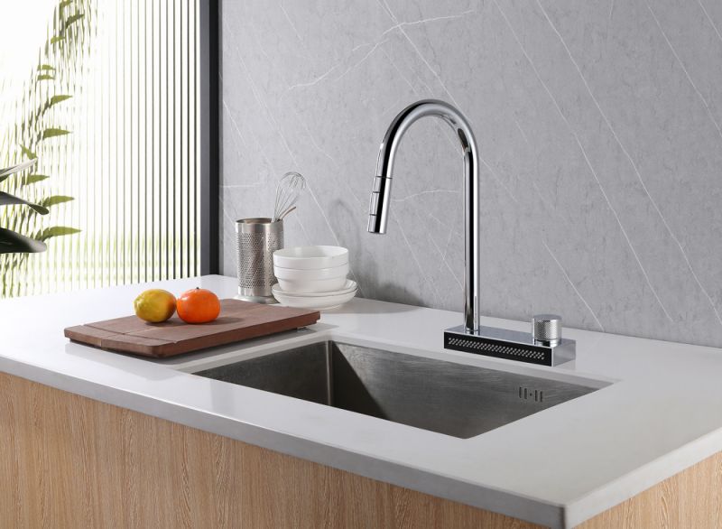 Смеситель для кухни ABBER Wasser Kreis AF8114 с выдвижной лейкой хром