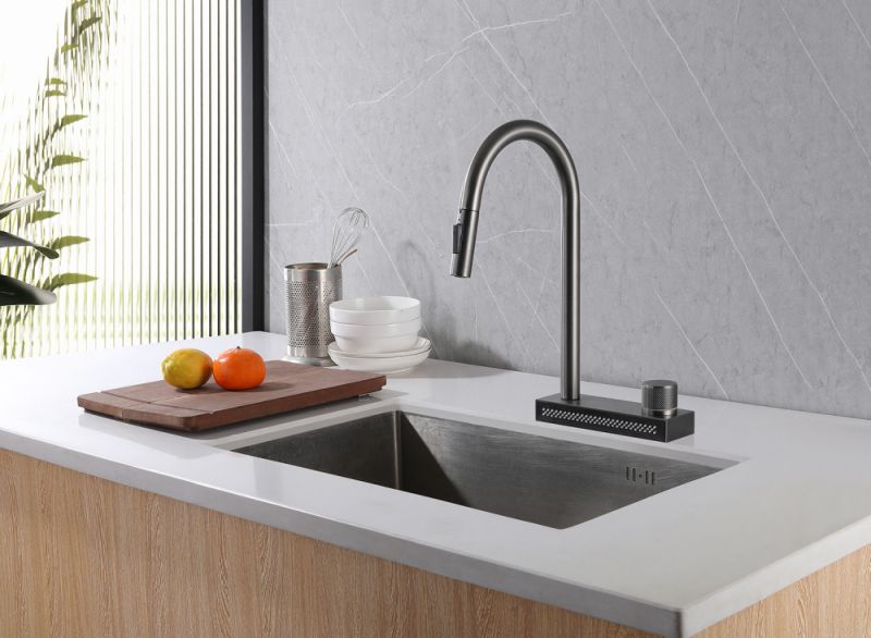 Смеситель для кухни ABBER Wasser Krei AF8114NG с выдвижной лейкой никель