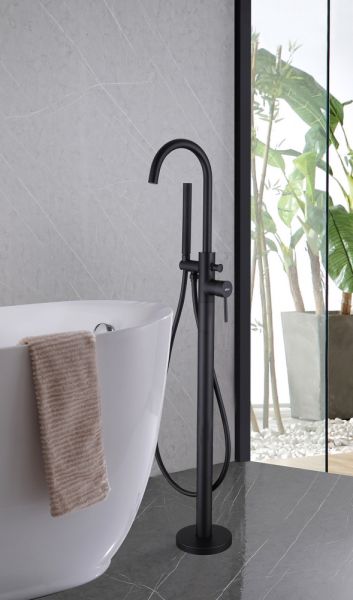 Напольный смеситель для ванны ABBER Wasser Krei AF8115B чёрный матовый