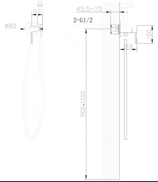 Гигиенический душ ABBER Wasser Kreis AF8125 со смесителем хром