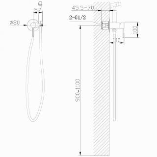 Гигиенический душ со смесителем ABBER Wasser Kreis AF8125NG оружейная сталь