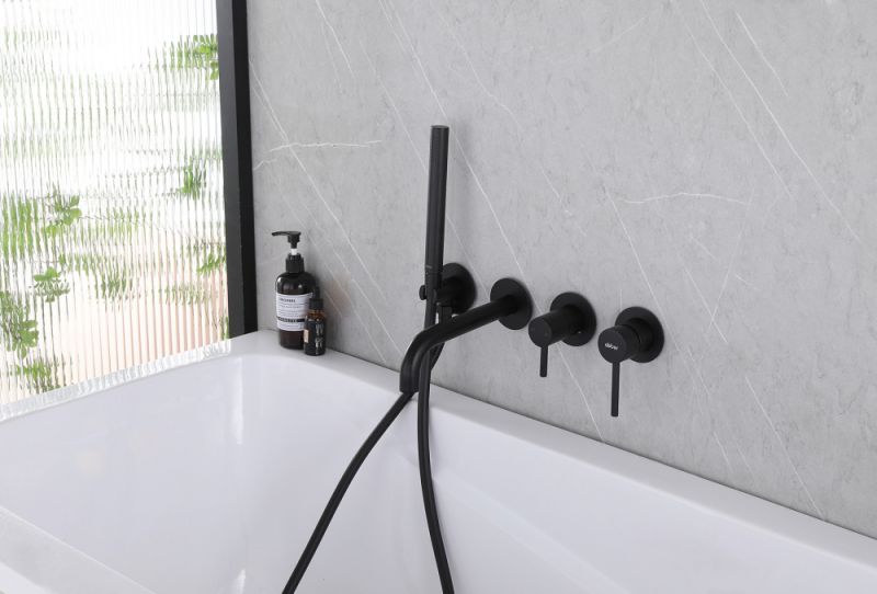 Встраиваемый смеситель для ванны ABBER Wasser Kreis AF8130B чёрный матовый
