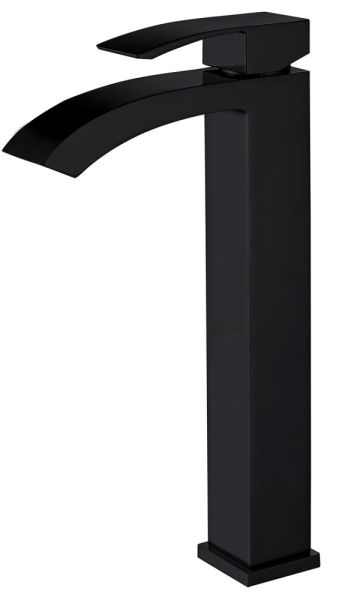 Смеситель для накладной раковины ABBER Wasserfall чёрный матовый AF8611B