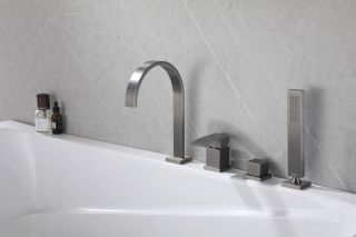 Смеситель на борт ванны ABBER Wasserfall AF8613NG оружейная сталь