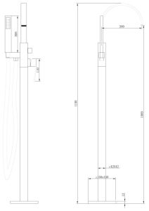 Напольный смеситель для ванны ABBER Wasserfall чёрный матовый AF8615B