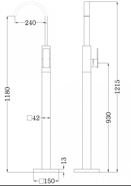 Напольный смеситель для раковины ABBER Wasserfall AF8640 хром