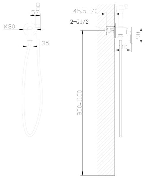Гигиенический душ со смесителем ABBER Weiss Insel белый AF8025W