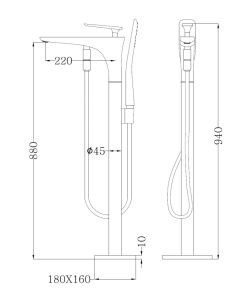 Напольный смеситель для ванны ABBER Zeitlos AF8915W белый/хром