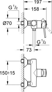 Смеситель для душа GROHE BauClassic, хром (32867000)