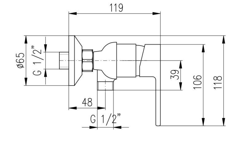 Смеситель для душа Rav Slezak Vltava VT481.5CMATZ Черный матовый
