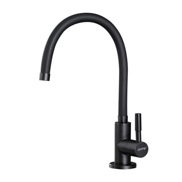 Смеситель для кухни Gappo G1052-96 с гибким изливом и подключением фильтра питьевой воды чёрный
