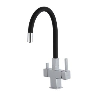 Смеситель для кухни Gappo G4395-30 с подключением фильтра питьевой воды и гибким изливом хром/чёрный