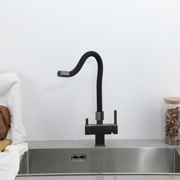 Смеситель для кухни Gappo G4395-39 с подключением фильтра питьевой воды и гибким изливом оружейная сталь Смеситель для кухни Gappo G4395-39 с подключением фильтра питьевой воды и гибким изливом оружейная сталь