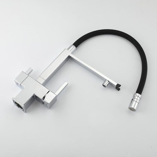 Смеситель для кухни Gappo G4395-50 с подключением фильтра питьевой воды и гибким изливом хром/чёрный Смеситель для кухни Gappo G4395-50 с подключением фильтра питьевой воды и гибким изливом хром/чёрный