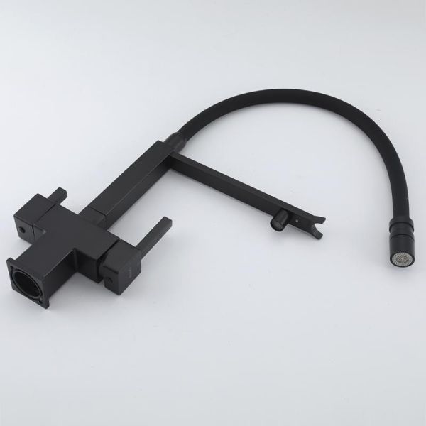 Смеситель для кухни Gappo G4395-56 с подключением фильтра питьевой воды и гибким изливом чёрный