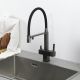 Смеситель для кухни Gappo G4395-59 с подключением фильтра питьевой воды и гибким изливом оружейная сталь/чёрный