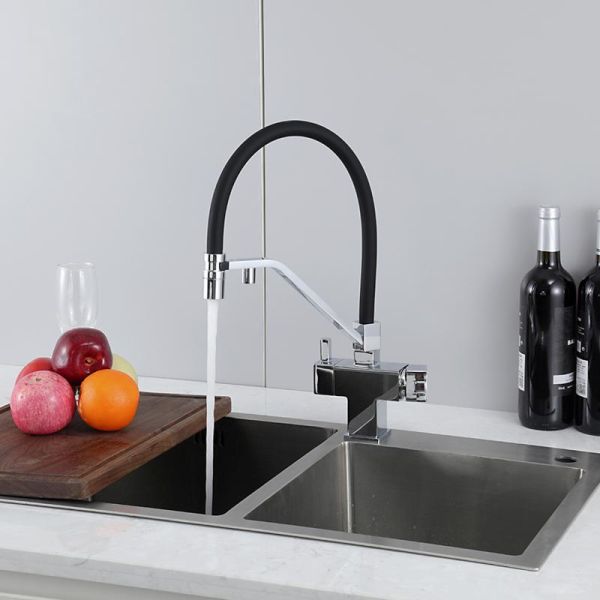 Смеситель для кухни Gappo G4395-60 с подключением фильтра питьевой воды и гибким изливом хром/чёрный Смеситель для кухни Gappo G4395-60 с подключением фильтра питьевой воды и гибким изливом хром/чёрный