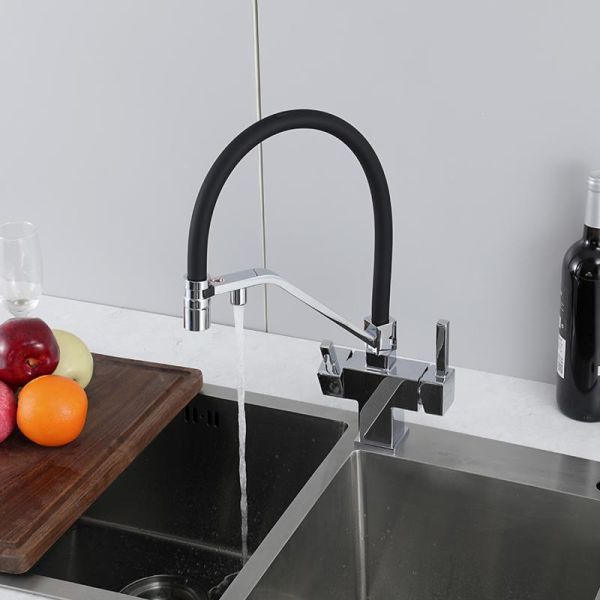 Смеситель для кухни Gappo G4395-60 с подключением фильтра питьевой воды и гибким изливом хром/чёрный Смеситель для кухни Gappo G4395-60 с подключением фильтра питьевой воды и гибким изливом хром/чёрный