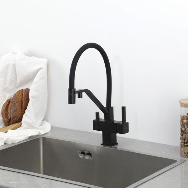 Смеситель для кухни Gappo G4395-66 с подключением фильтра питьевой воды и гибким изливом чёрный Смеситель для кухни Gappo G4395-66 с подключением фильтра питьевой воды и гибким изливом чёрный